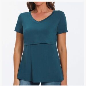 Maternity Teal V-Neck Women's Top